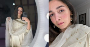Alia Bhatt’s White Silk Suit, No Makeup Look Screams Minimal Ethnic Style Goals