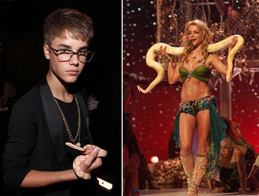 Justin Bieber and Britneys Spears' Love for  Snakes