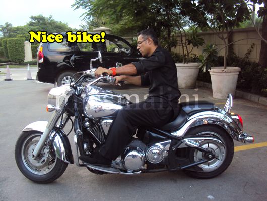 Nikhil Mehra on a Harley Davidson bike