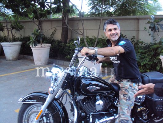 Arjun Khanna on a Harley Davidson bike