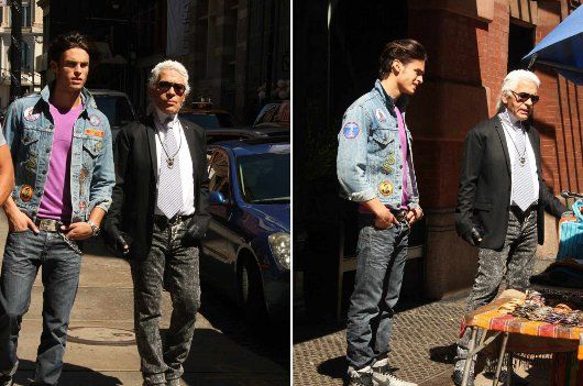 Karl Lagerfeld with Baptiste Giabiconi