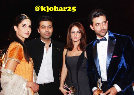 Karan Johar with Katrina Kaif and Hrithik and Sussane Roshan