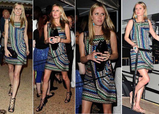 Nicky Hilton in Missoni at P.Diddy's bash on a yacht in Cannes