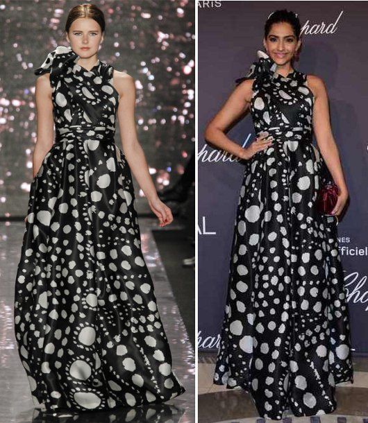 Sonam Kapoor in Naeem Khan A/W'12 at the Chopard and L'Oréal party