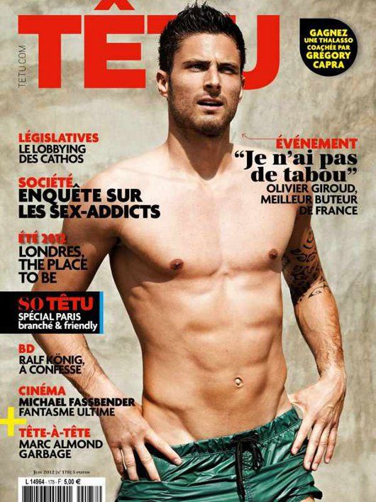 Olivier Giroud on the cover of Têtu magazine