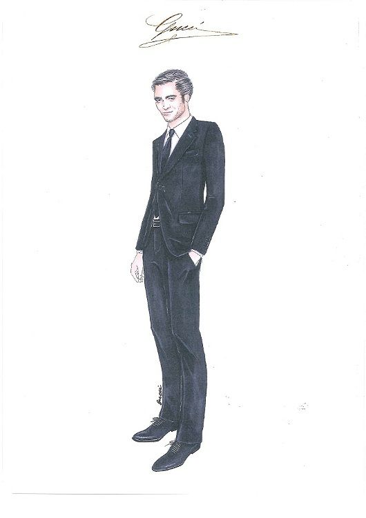 Frida Giannini's sketch for Robert Pattinson's character in "Cosmopolis" (Photo courtesy | Gucci)