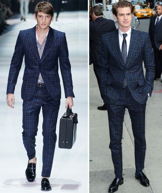 Andrew Garfield in Gucci S/S'12 at the 'Late Show with David Letterman' (Photo courtesy | Gucci/Getty Images)