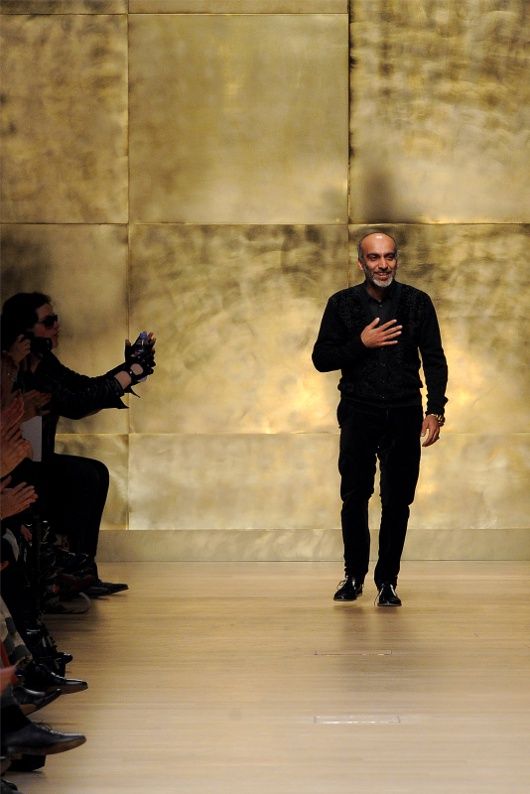 Manish Arora taking his bow after Paco Rabanne's A/W'12 show, his final collection for the fashion house