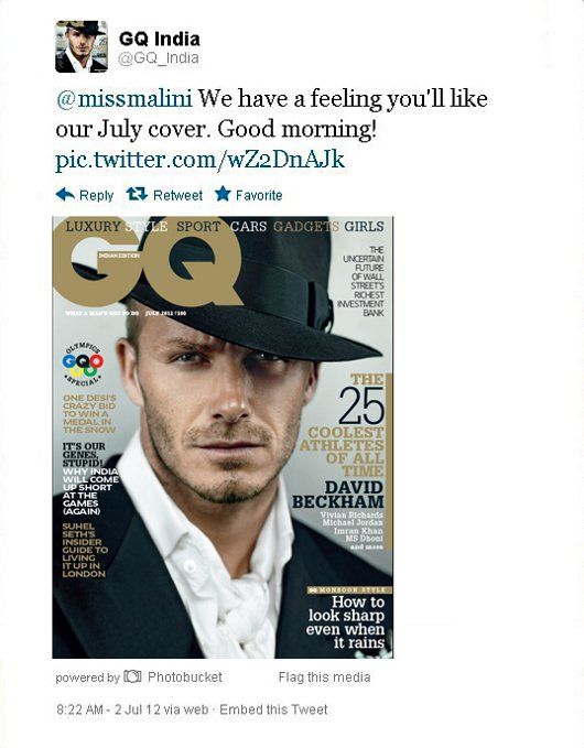 David Beckham on the cover of July 2008 issue of GQ India