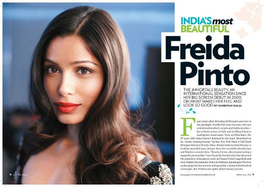 Freida Pinto's spread in People magazine's June 2012 "Most Beautiful" issue