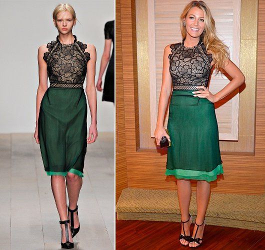 Blake Lively in Marios Schwab A/W'12 at 'The Charlie Rose Show'