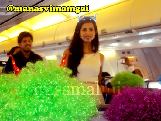 Manasvi Mamgai interacts with her fans on-board the Nokia Lumia Jet Airways flight