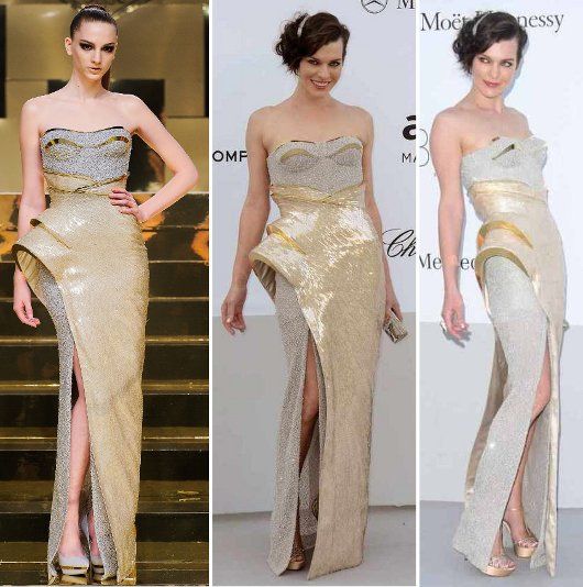 Milla Jovovich in a Atelier Versace Spring 2012 gown at the amfAR gala