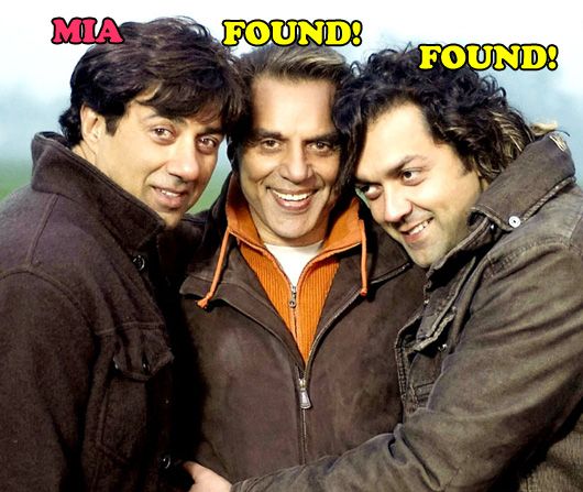 Sunny, Dharmendra and Bobby Deol (photo courtesy | wallpapers.oneindia.in)
