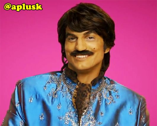 Ashton Kutcher as Raj in his video spoof for Popchips