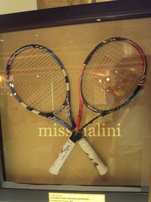Autographed raquets by Mahesh Bhupati and Leander Paes