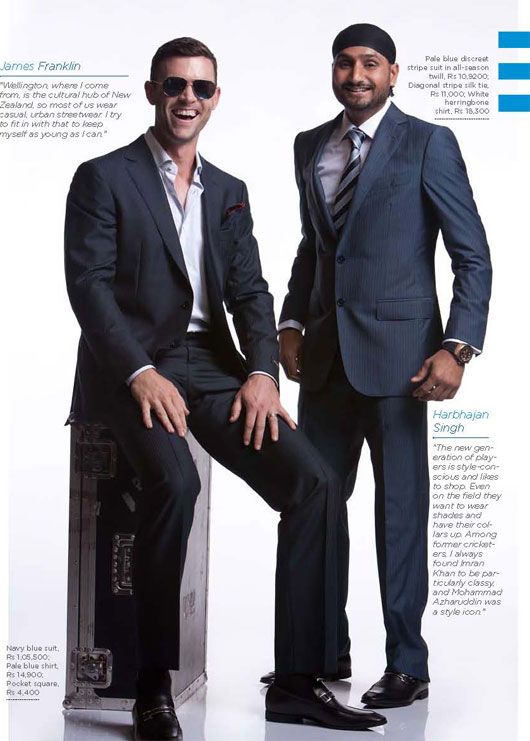 Harbhajan Singh and James Franklin in Zegna (photo courtesy | MW Magazine)