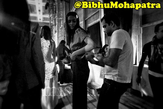 Bibhu Mohapatra does last-minute adjustments at Lakme Fashion Week in Mumbai Bibhu Mohapatra does last-minute adjustments at Lakme Fashion Week in Mumbai
