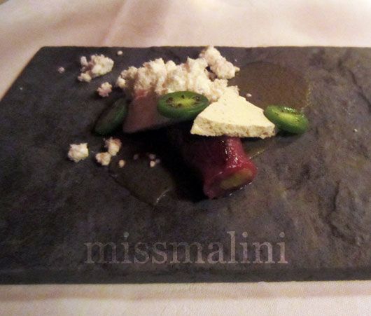 Wild Venison with Liquorice soil, Roasted Eggplant, Charcoal Puree, Beetroot, Asparagus