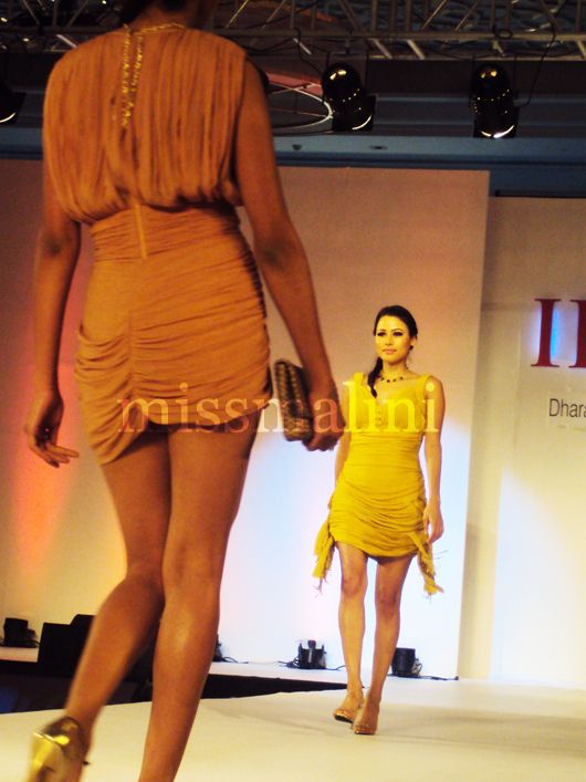 Ruched mini dresses by Dhara Thakkar have shades of Raakesh Aggarwal's designs