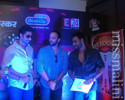 Rohit Shetty joins Abhishek and Ajay at the DB office