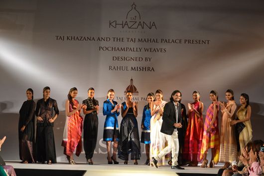 Rahul Mishra with his models on the ramp