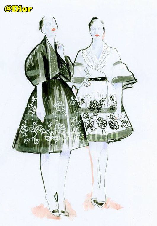 A sketch from the upcoming Dior couture show for Spring / Summer 2012