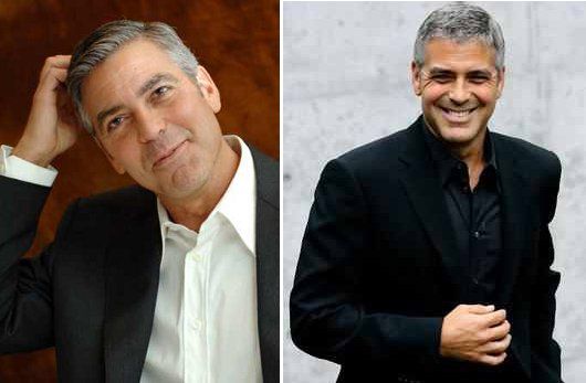 This is how the open-necked look is done: George Clooney