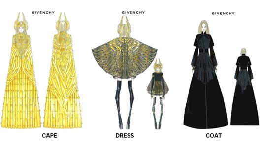 Givenchy's sketches of the outfits Madonna wore