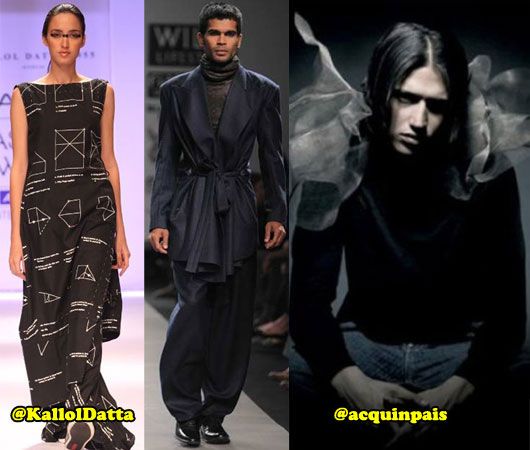 L to R: A look from Kallol Datta, a look from Arjun Saluja and Acquis Pais
