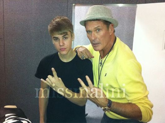 Justin Beiber with David Hasselhoff backstage