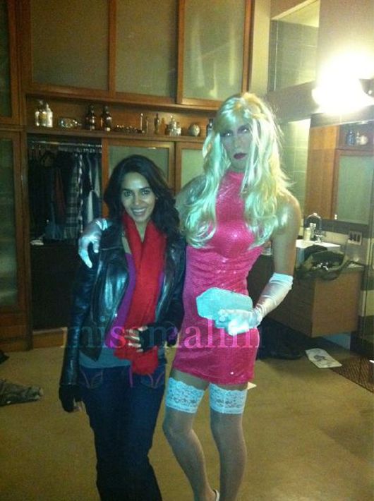 Mallika Sherawat with a drag queen on Halloween