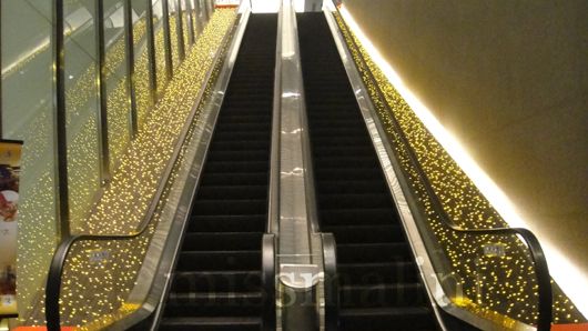 Even the escalator's were lit up for New Years