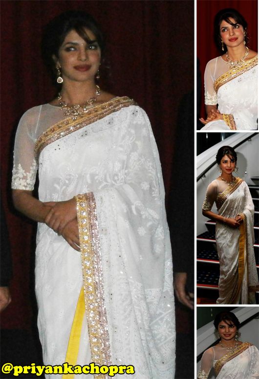 Priyanka Chopra Stuns with her Looks in Yellow Saree at Press Meet for  Receiving Padma Bhushan Photo