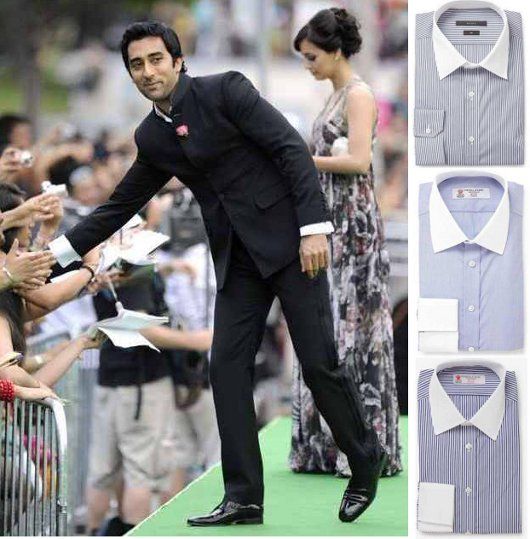 Bandhgala perfection (!!): Rahul Khanna; examples of contrast *collars* that can be worn tieless