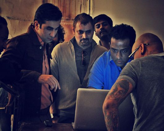 Ranbir, Rajeev, Anurag Basu and Ranbir's hairstylist - Aalim Hakim
