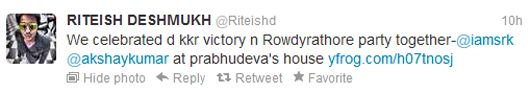 Riteish's tweet