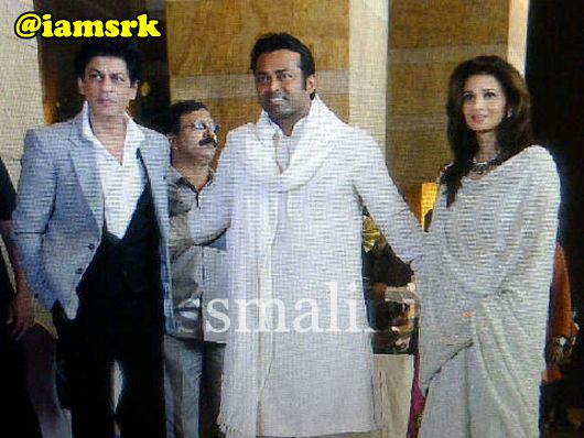 Shah Rukh Khan with Leander Paes and Rhea Pillai