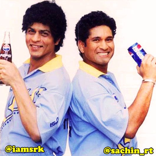 Shah Rukh Khan and Sachin Tendulkar in 1999 for a Pepsi commercial