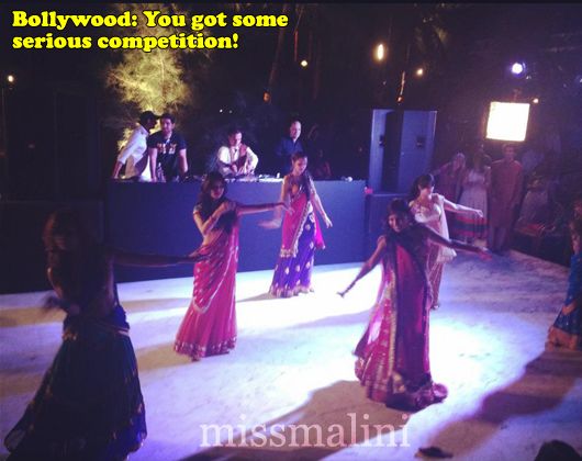 MissMalini's performance with her friends...it was a surprise for the groom. How cute!