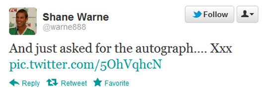 Shane Warne's tweet
