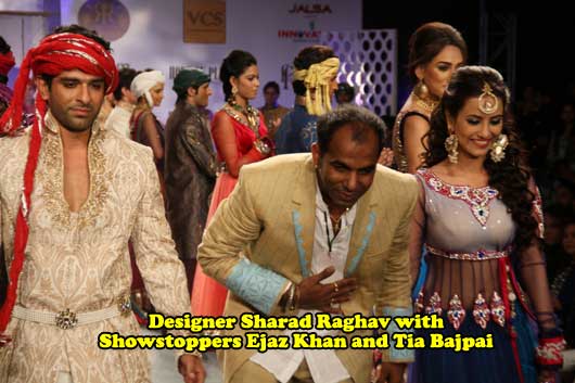 Sharad Raghav with Showstoppers Ejaz Khan and Tia Bajpai at Rajasthan Fashion Week