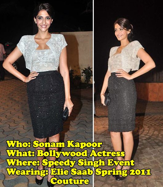 Bollywood Style: Sonam Kapoor Wearing Elie Saab at the Speedy Singh Bash