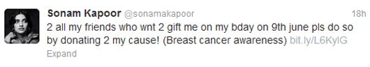 Sonam Kapoor's tweet
