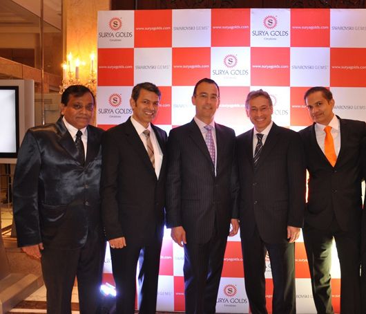 Team of Surya Golds & Swarovski Gems: Mr. Rajendra Jain, Naresh Shoor, Martin Schiechtl, Kurt Zbinden, Ramesh Shoor