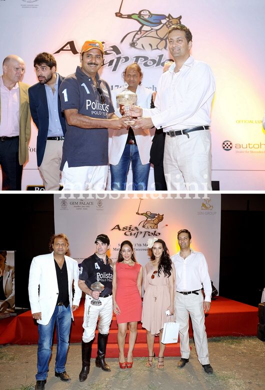 (Top) Asia Cup Polo Mumbai 2012 presentation (Bottom) Vasant Bhandari Johnny Lynn Sophia Hayat Neha Dhupia and Neil Sen