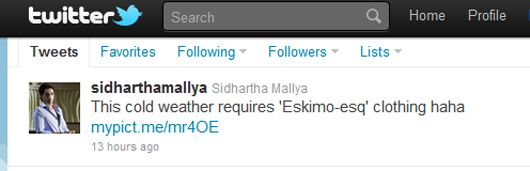 Sid Mallya's tweet