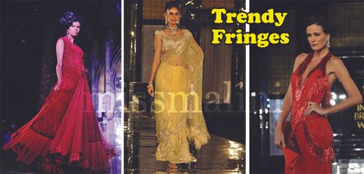Models wear fringed garments by Tarun Tahiliani, Peacock Bride & Adarsh Gill