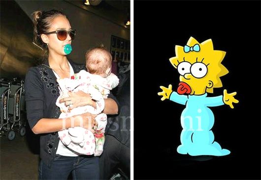 Who Wore it Better? Hottie Mommy Jessica Alba or the Adorable, Maggie Simpson?