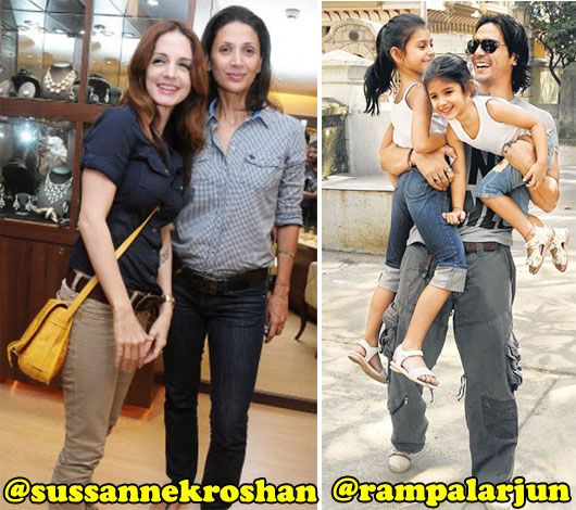 Sussanne Roshan with Mehr Rampal and Arjun Rampal with his daughters